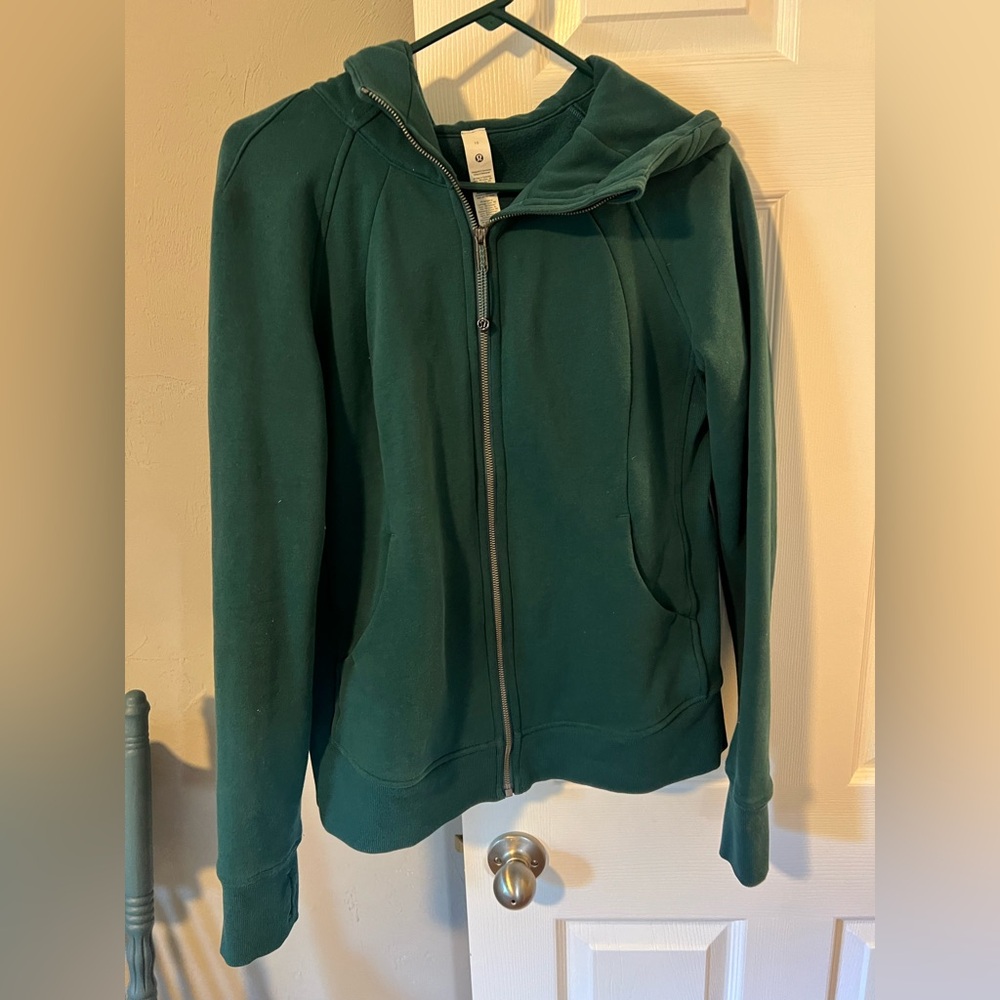Lululemon women’s scuba full zip hoodie size 10 in VGUC. Emerald green .